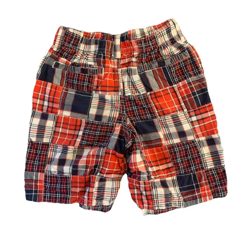 Gymboree Patchwork Plaid Madras Bermuda Shorts Boy’s Size 7 Patriotic Colors